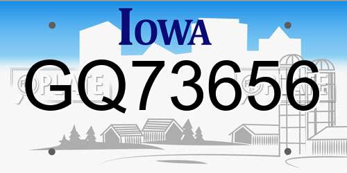 GQ73656 Iowa License Plate