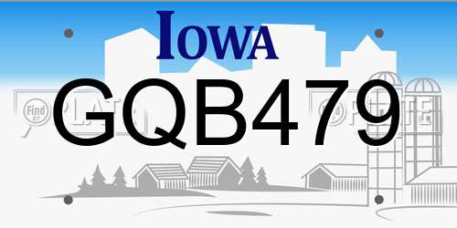GQB479 Iowa License Plate