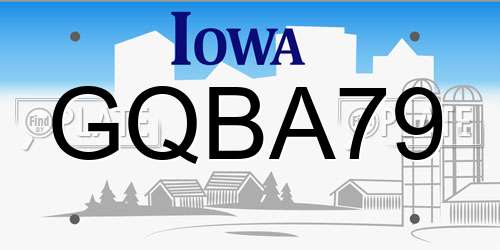 GQBA79 Iowa License Plate