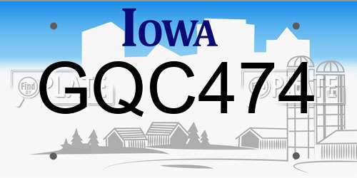 GQC474 Iowa License Plate