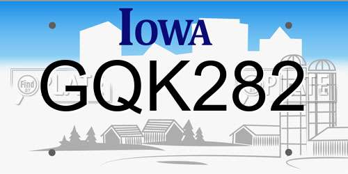 GQK282 Iowa License Plate