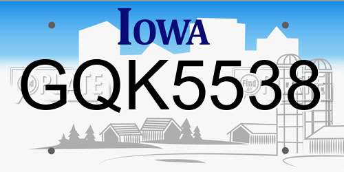 GQK5538 Iowa License Plate