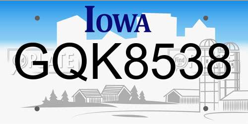 GQK8538 Iowa License Plate