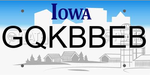 GQKBBEB Iowa License Plate