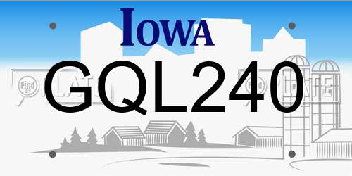 GQL240 Iowa License Plate