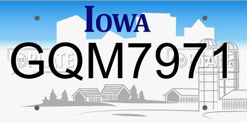 GQM7971 Iowa License Plate
