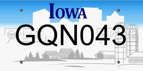 GQN043 Iowa License Plate