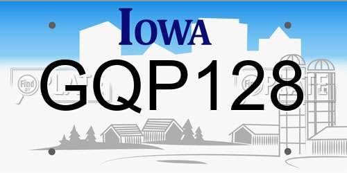 GQP128 Iowa License Plate