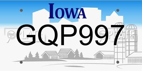 GQP997 Iowa License Plate