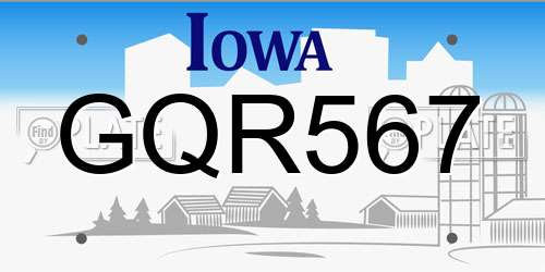 GQR567 Iowa License Plate