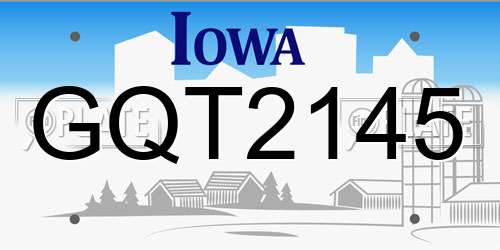 GQT2145 Iowa License Plate