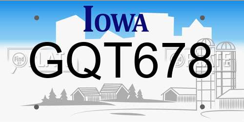 GQT678 Iowa License Plate