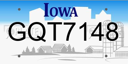 GQT7148 Iowa License Plate