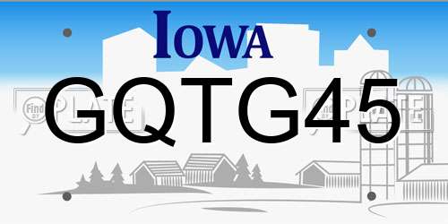 GQTG45 Iowa License Plate