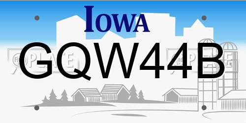 GQW44B Iowa License Plate