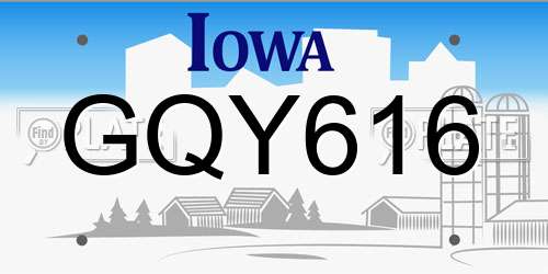 GQY616 Iowa License Plate
