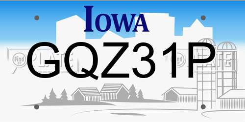 GQZ31P Iowa License Plate