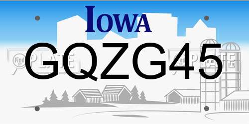 GQZG45 Iowa License Plate