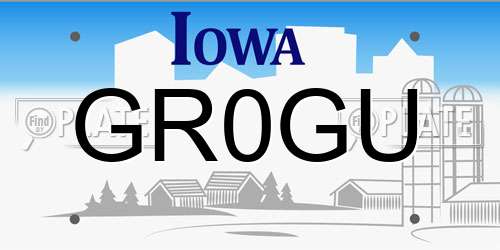 GR0GU Iowa License Plate