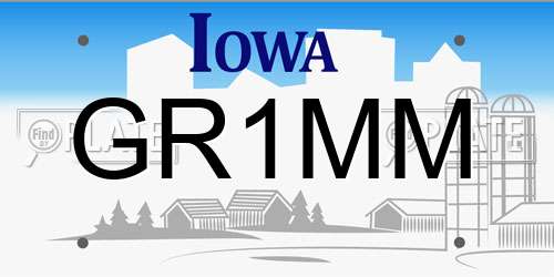 GR1MM Iowa License Plate