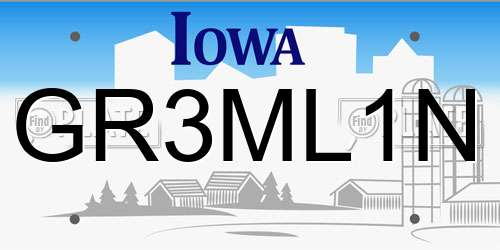 GR3ML1N Iowa License Plate