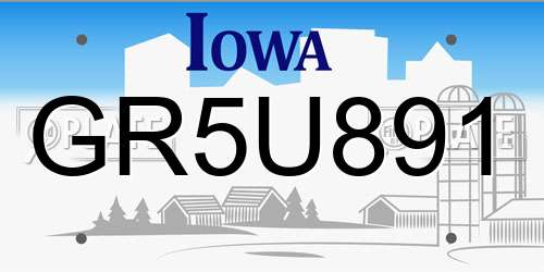 GR5U891 Iowa License Plate