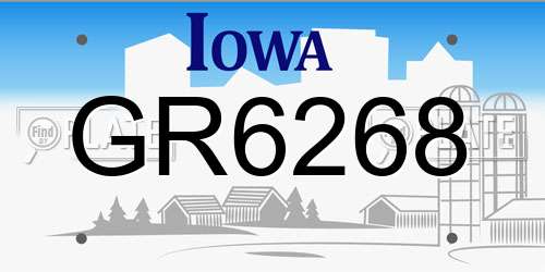 GR6268 Iowa License Plate