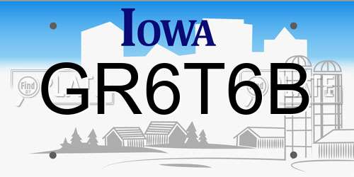 GR6T6B Iowa License Plate
