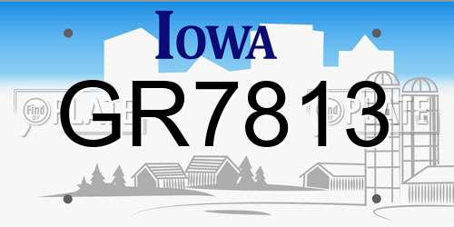 GR7813 Iowa License Plate