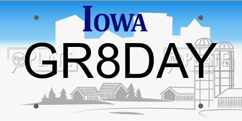 GR8DAY Iowa License Plate