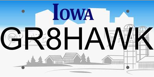 GR8HAWK Iowa License Plate