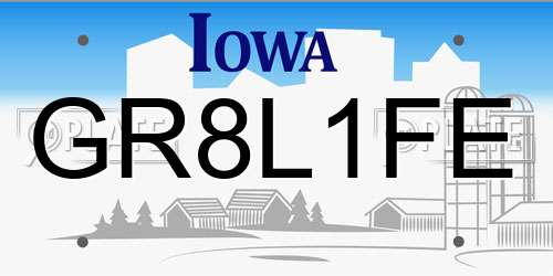 GR8L1FE Iowa License Plate