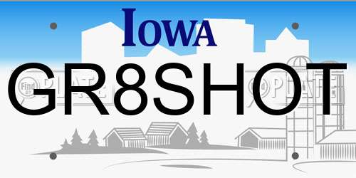 GR8SHOT Iowa License Plate
