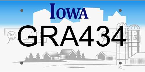 GRA434 Iowa License Plate