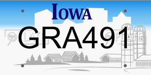 GRA491 Iowa License Plate