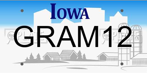 GRAM12 Iowa License Plate