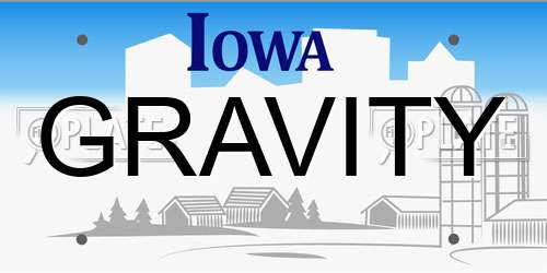 GRAVITY Iowa License Plate