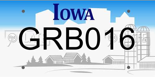 GRB016 Iowa License Plate