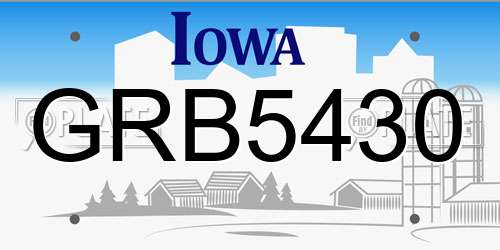 GRB5430 Iowa License Plate