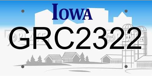 GRC2322 Iowa License Plate