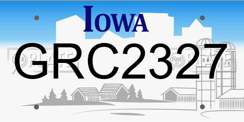 GRC2327 Iowa License Plate