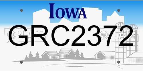 GRC2372 Iowa License Plate