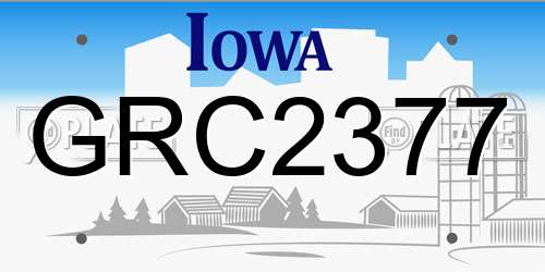 GRC2377 Iowa License Plate