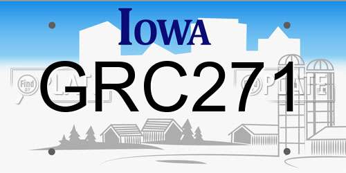 GRC271 Iowa License Plate