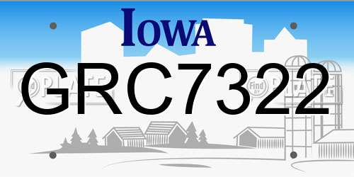 GRC7322 Iowa License Plate