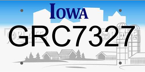 GRC7327 Iowa License Plate