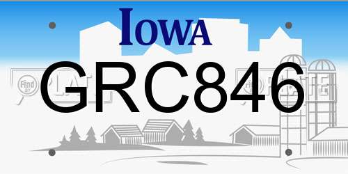 GRC846 Iowa License Plate