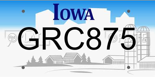 GRC875 Iowa License Plate