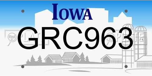 GRC963 Iowa License Plate