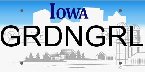 GRDNGRL Iowa License Plate